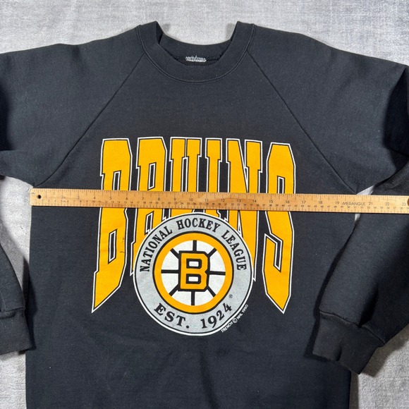Trench Boston Sweatshirt Mens Medium Black Vintage 1990 Trench NHL Crewneck - Picture 7 of 8